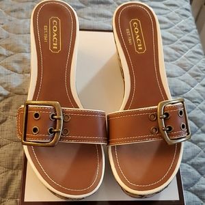 COACH Simone CLF Brown Platform Sandals